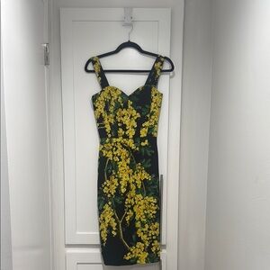 Floral Black and Yellow Dress